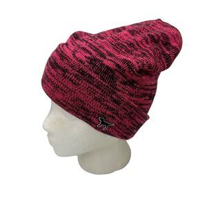 Victorias Secret PINK Beanie Hat Winter Cap Black Dog Knit